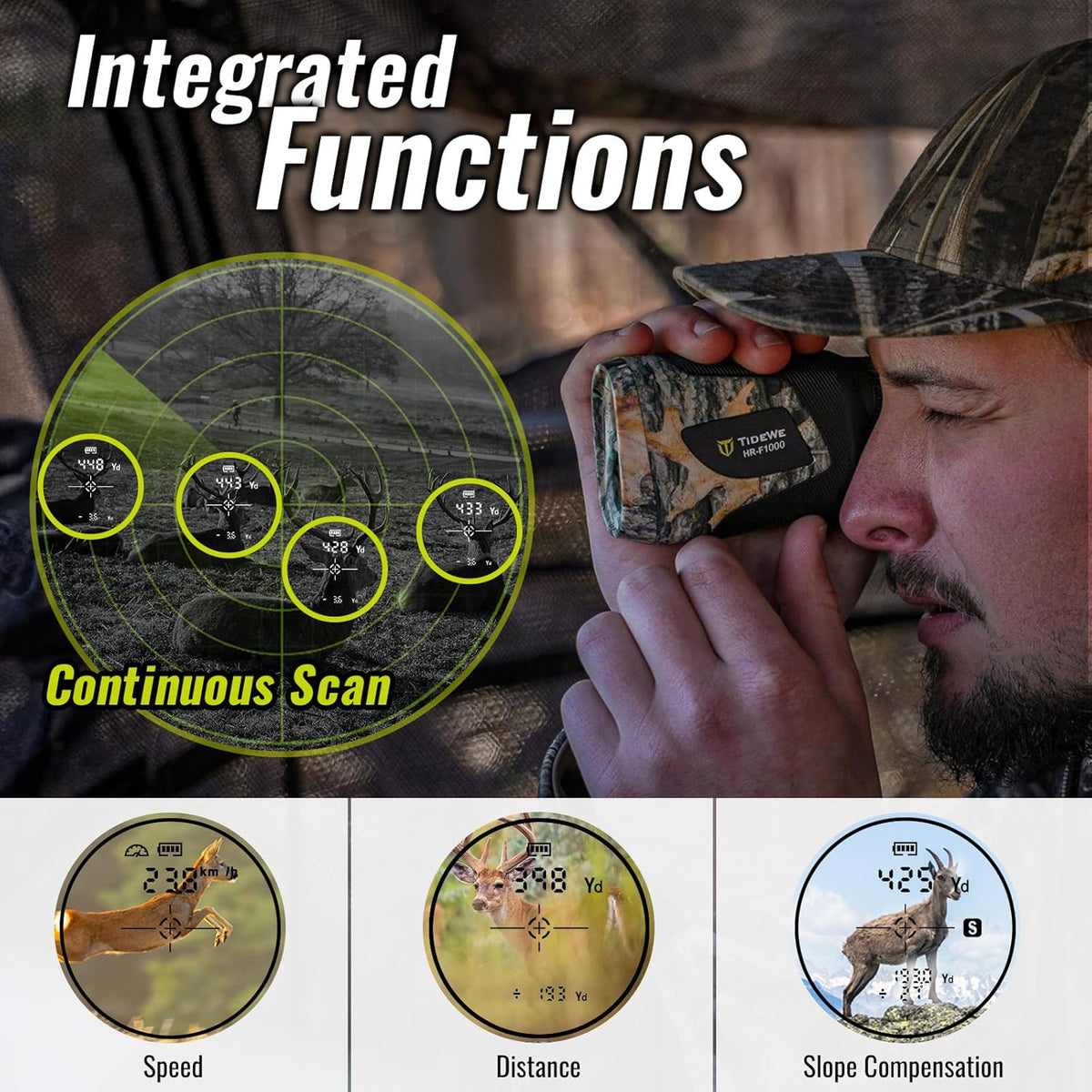 Hunting Rangefinder, Rechargeable Camo Laser Range Finder 700/1000Y