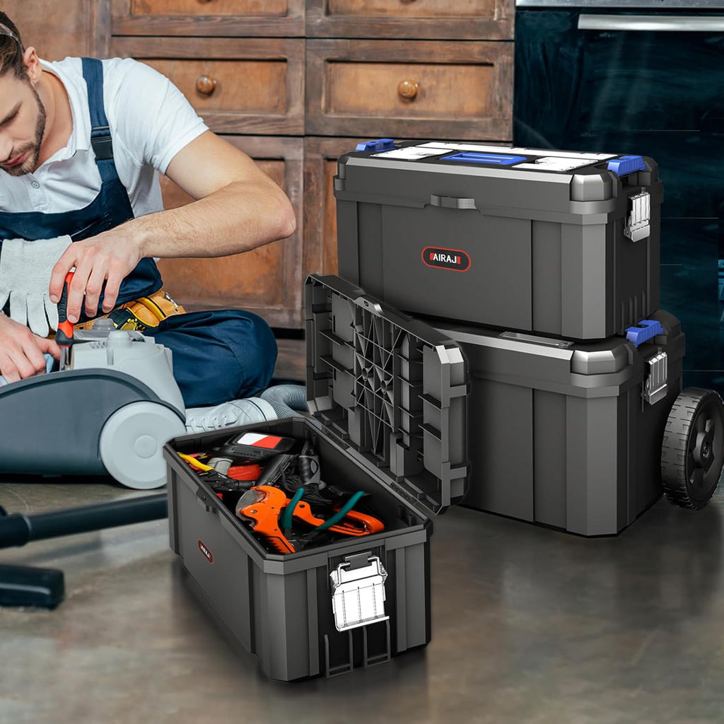 3-In-1 Rolling Tool Box with Wheels, Stackable Tool Box,17+19+21"