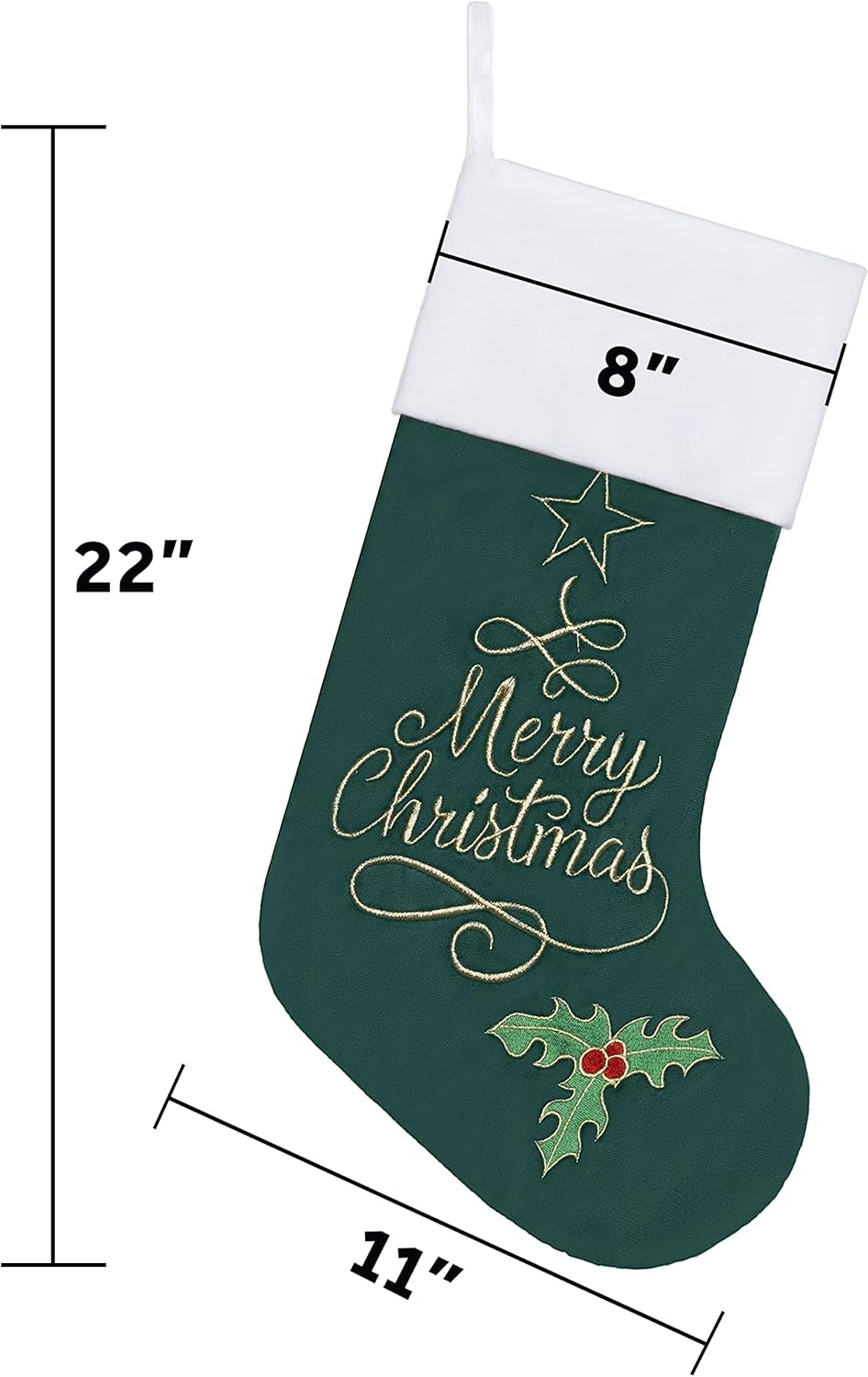 GEX Christmas Stockings 6 Pack for Family 22" Large Embroidered Classic Luxury Velvet Red Green Purple Blue Grey Brown Decorations for Fireplace Xmas Season (Set of 6)