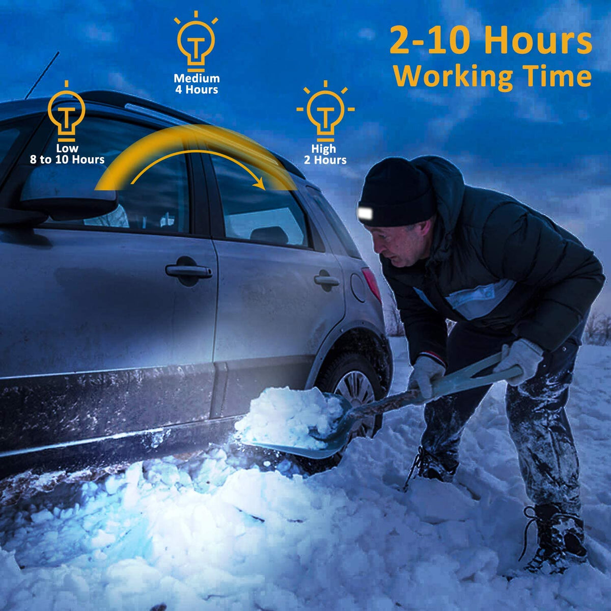 Unisex 2 Pack LED Beanie with Light, USB Rechargeable Caps Winter Headlamp Beanie Cap Gifts for Men Women Dad