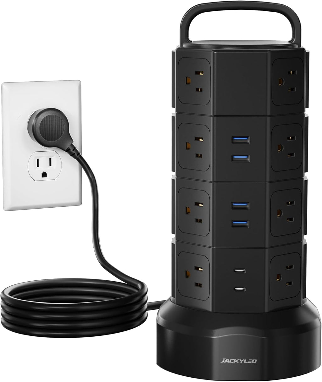Power Strip Tower Surge Protector, 16 AC 6 USB (2 USB C), 1050J