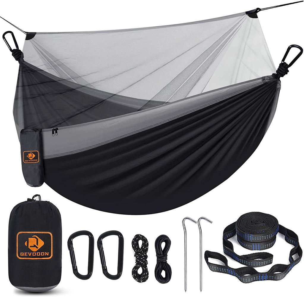 Camping Hammock with Net,Portable Lightweight Double Hammocks with Tree Straps and Solid D-Shape Hanging Hooks,Parachute Nylon Hammock for Backpacking Beach Backyard Patio Hiking