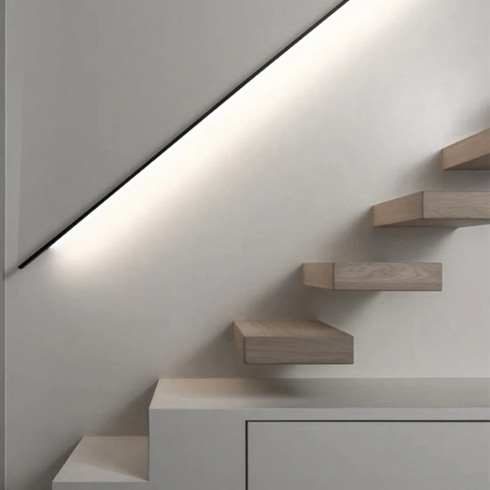 PIR Motion Sensor Light Strip Mini Control Stair Streamline under Cabinet Night Light Addressable LED Strip Tape for the Stair