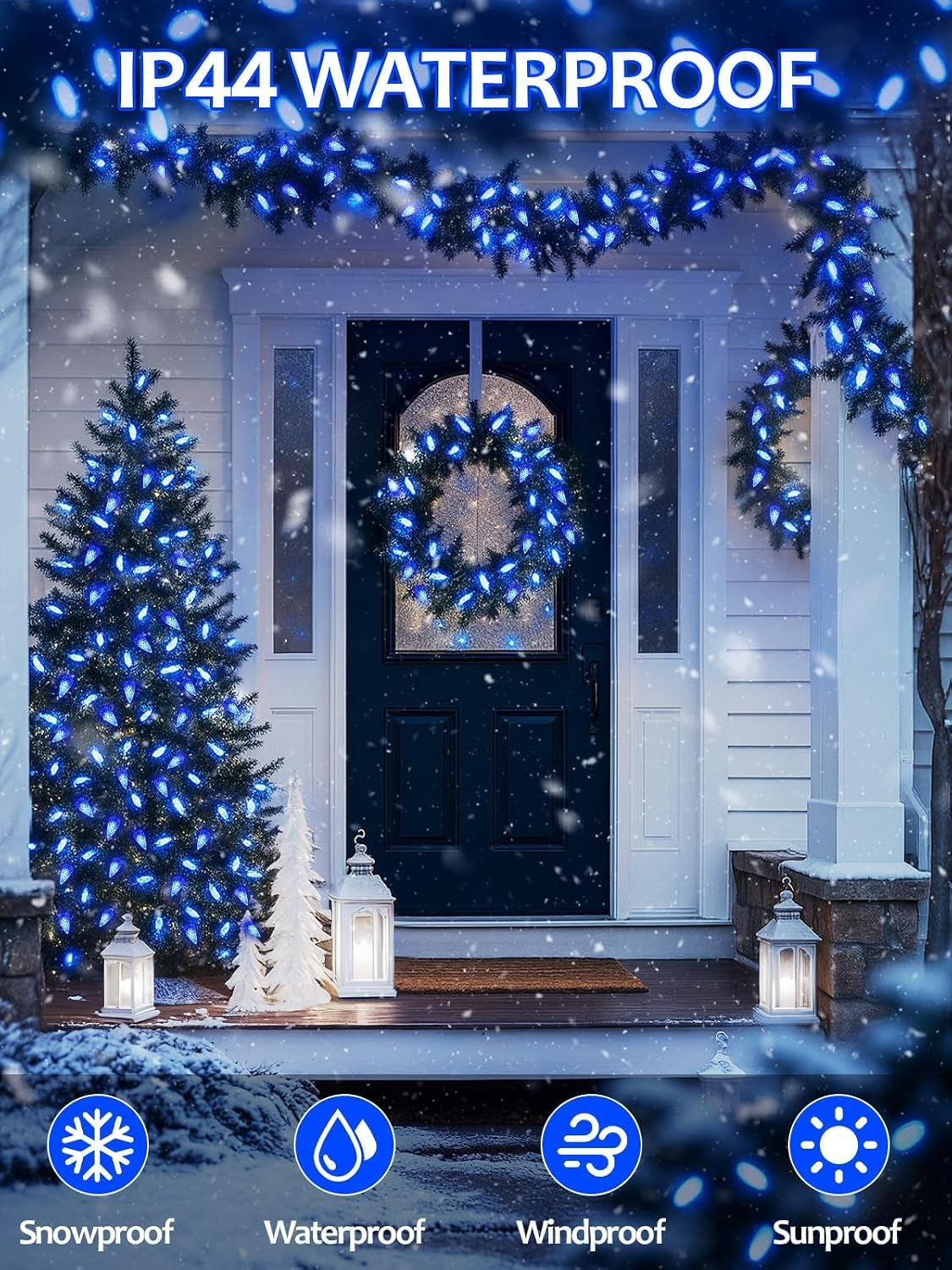 250 LED Linkable C6 Christmas Lights 82FT Christmas Lights Outdoor Decor