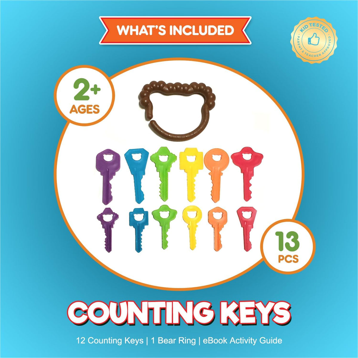 Krazy Keys - Lace, Count, Match & Play with 12Pc Real Key Shapes + Ebook